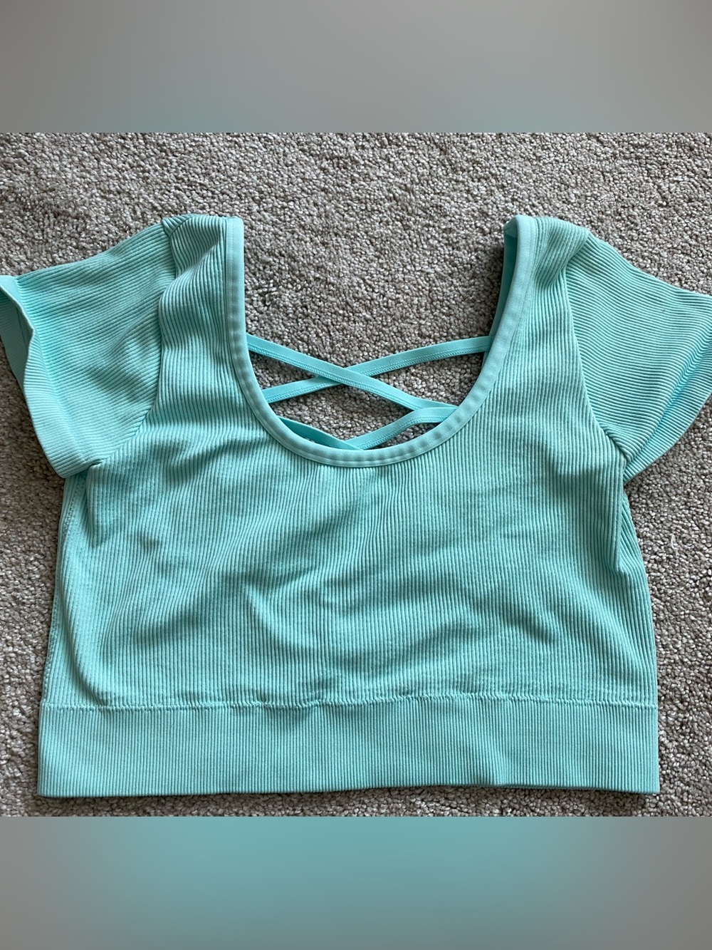 Aerie Real Good Ribbed Crop Top Aqua size XL